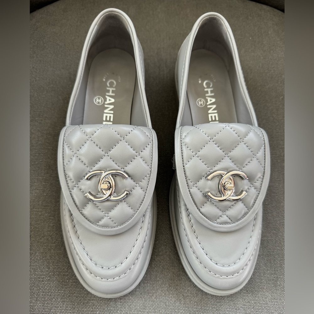 CHANEL Quilted Tab Turnlock loafers